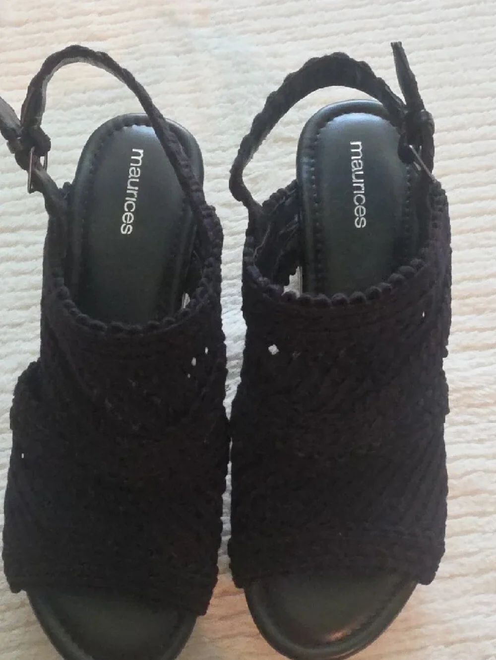 Maurices Black Crochet Wedge Sandals - Picture 3 of 5